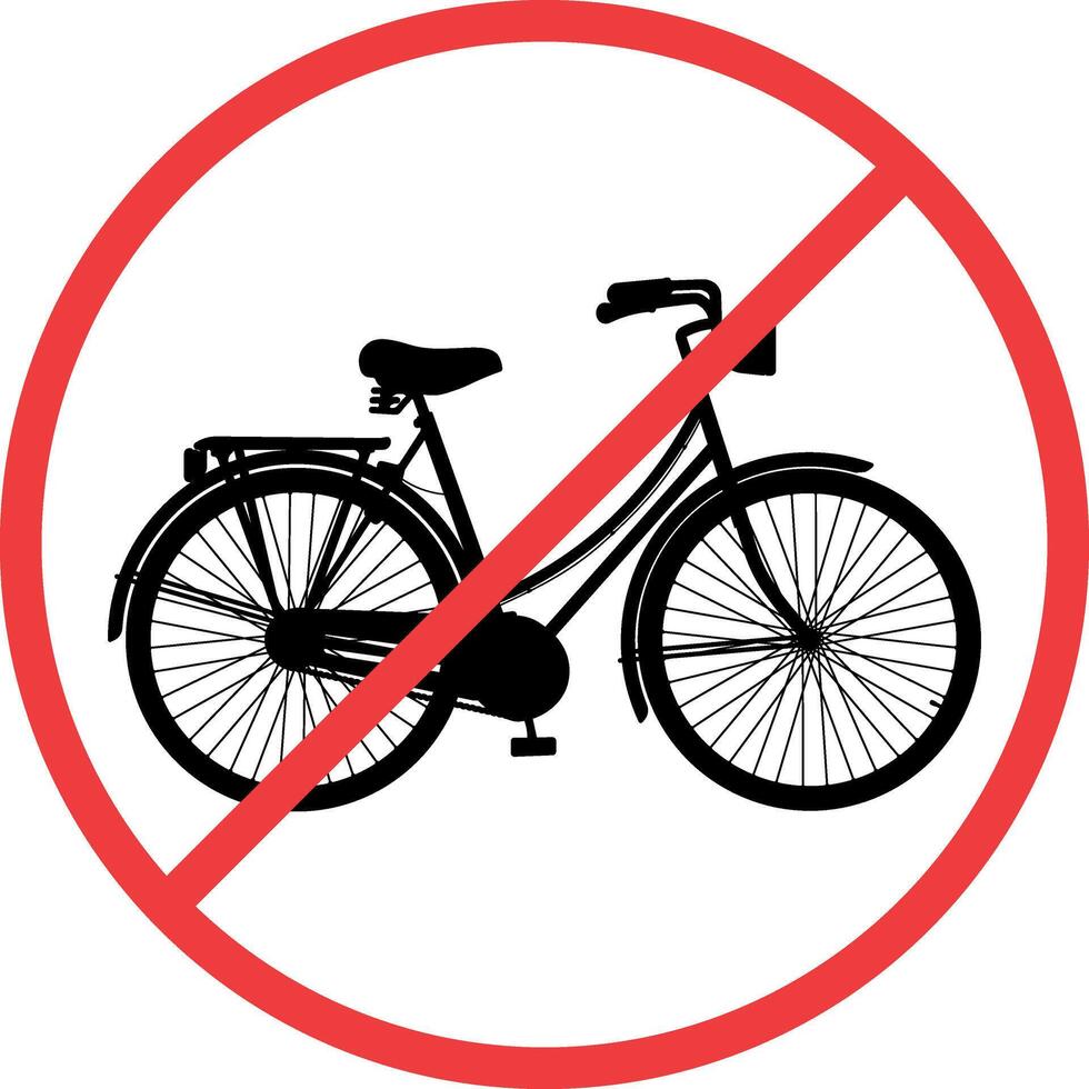 red sign prohibiting cycling without background vector