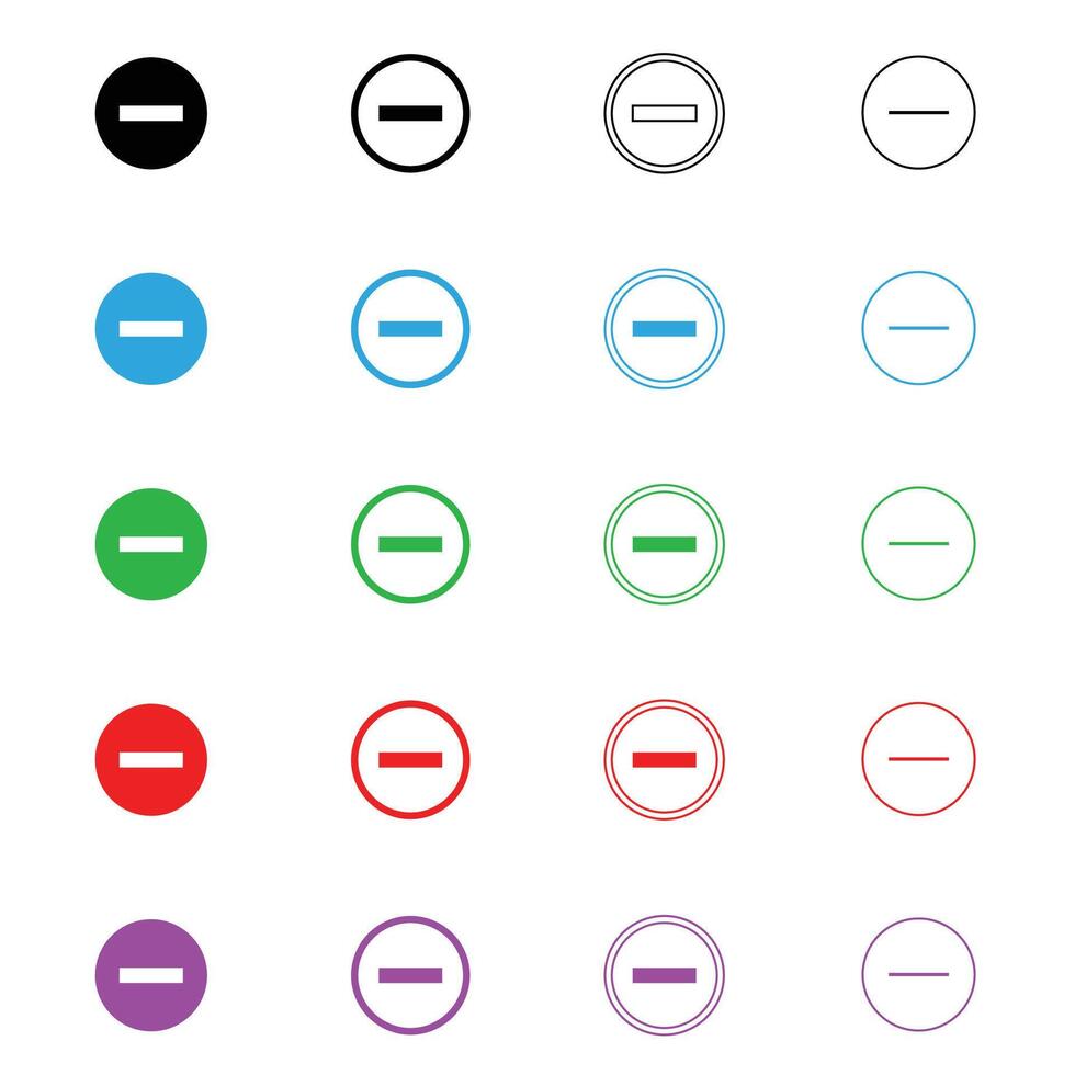 Minus round isolated icon, minus circle outline icon with editable stroke,minus icon image or sign. vector