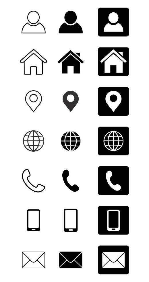 Business card icon set, contact information icon, illustration. vector