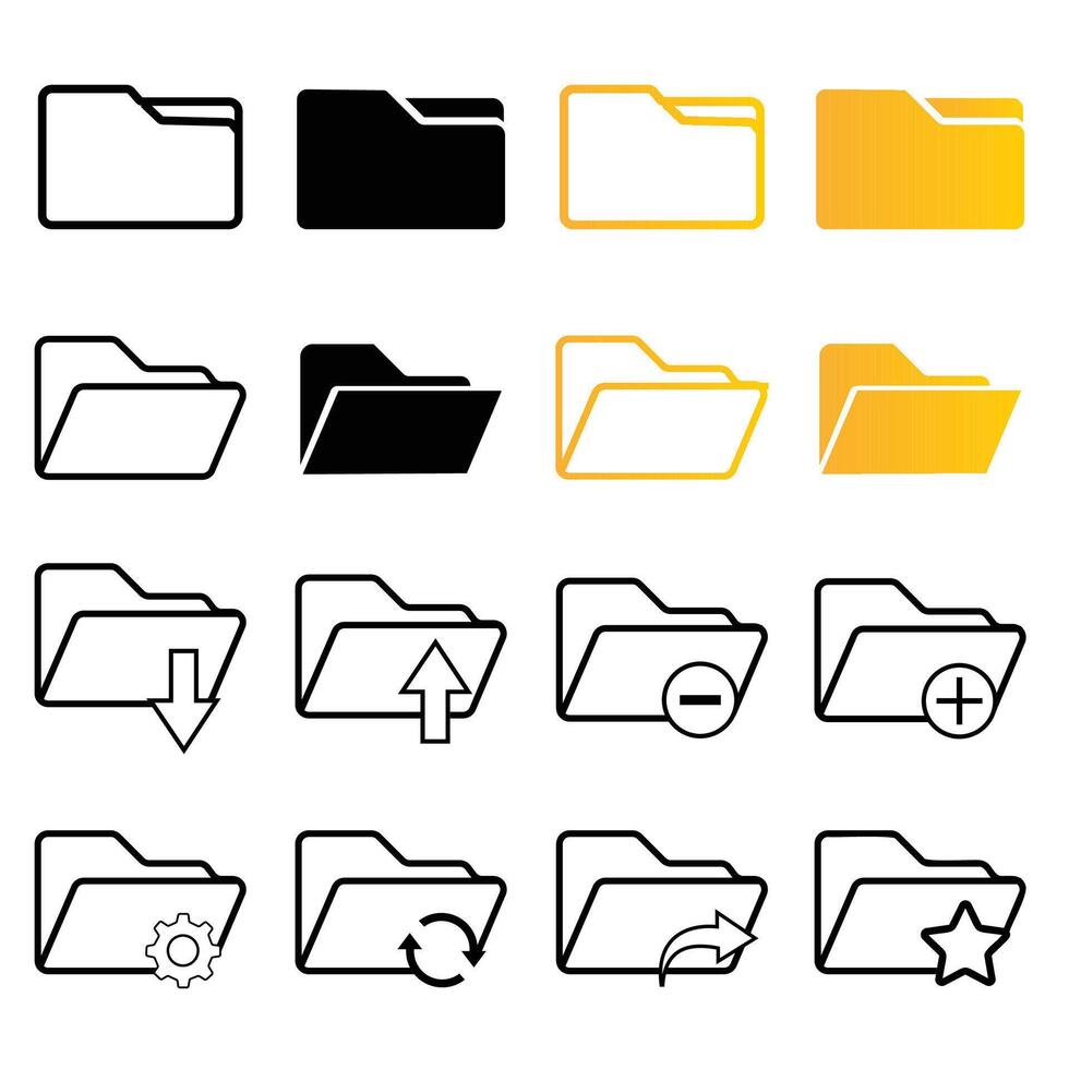 File folder icon set. Design for app, logo etc. vector