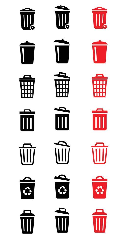 Trash bin. isolated icons. Black trash dusbin sign icon isolated elements. vector