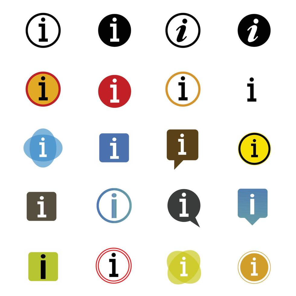 Info icons set. Information icon collection. Info button. Info symbol flat style, Info Point Icon Black vector