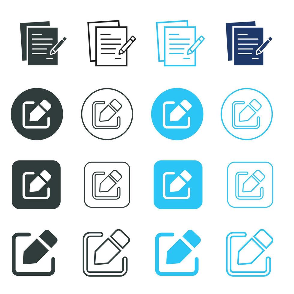 Edit pen icon, create modify pen sign button, Pencil icon, sign up icon - editing text file document icon set vector