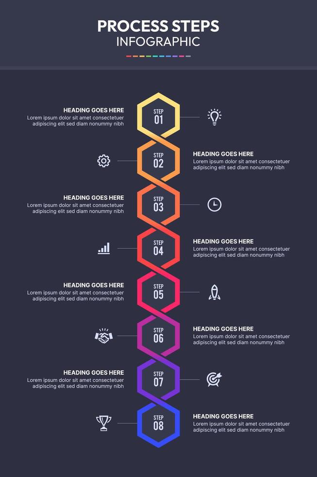 Process Workflow 8 Steps Modern Design Template for Infographics vector