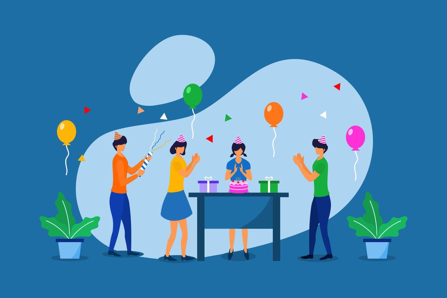 flat design birthday party illustration vector