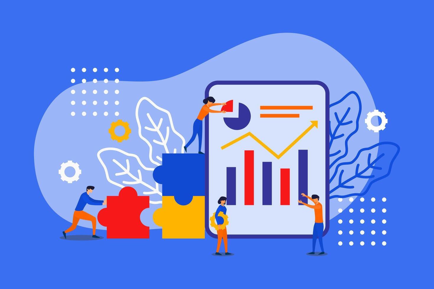 flat design teamwork illustration vector