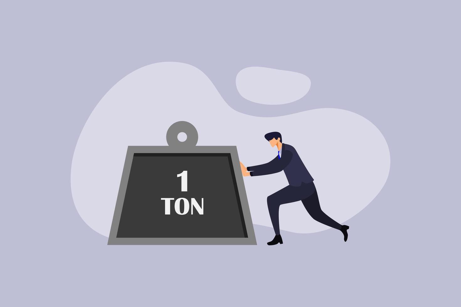flat design illustration of man pushing workload vector