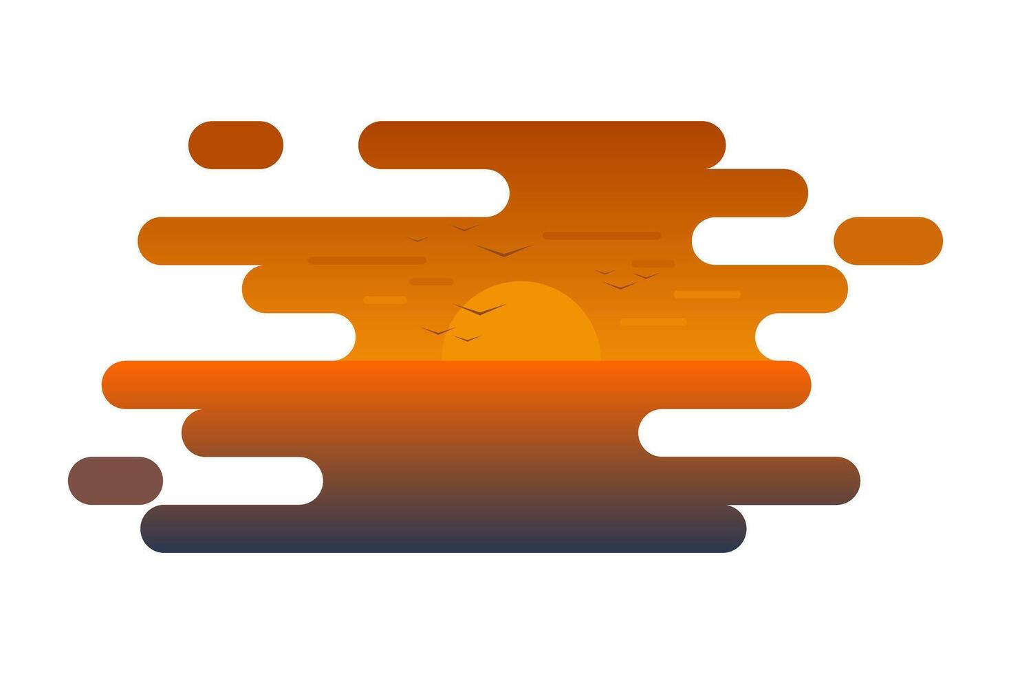 sunset on the sea flat design illustration vector