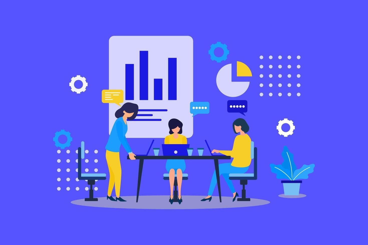flat design team work business illustration vector