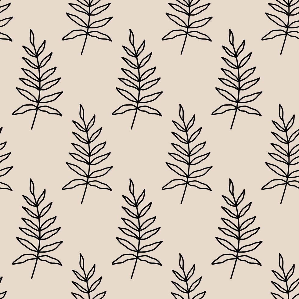 Minimalistic botanical seamless pattern. hand-drawn illustration in doodle style. Perfect for decorations, wallpaper, wrapping paper, fabric. Floral background. vector