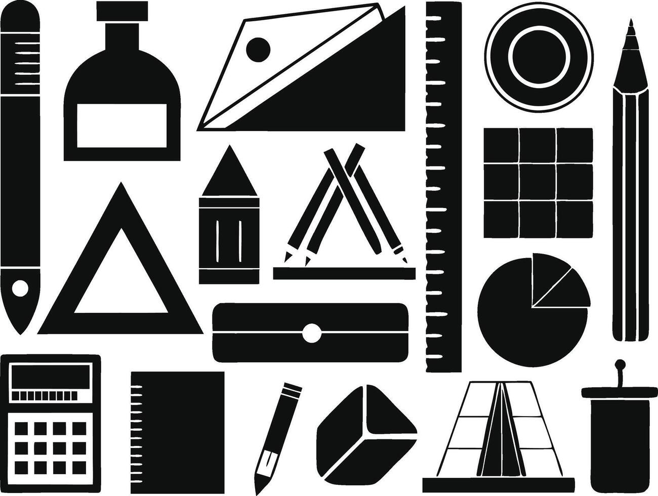 various types of geometry tools for student icon vector