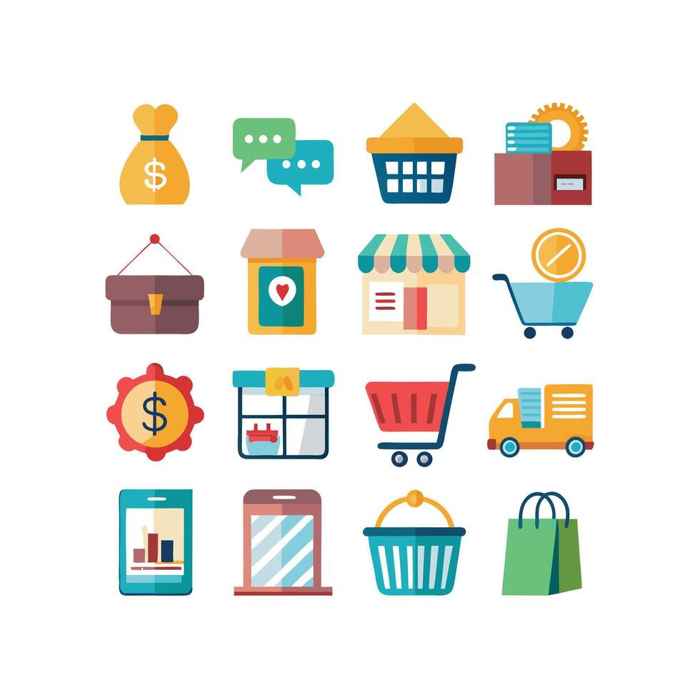 Retail and Shopping Icon Set Collection Illustration vector