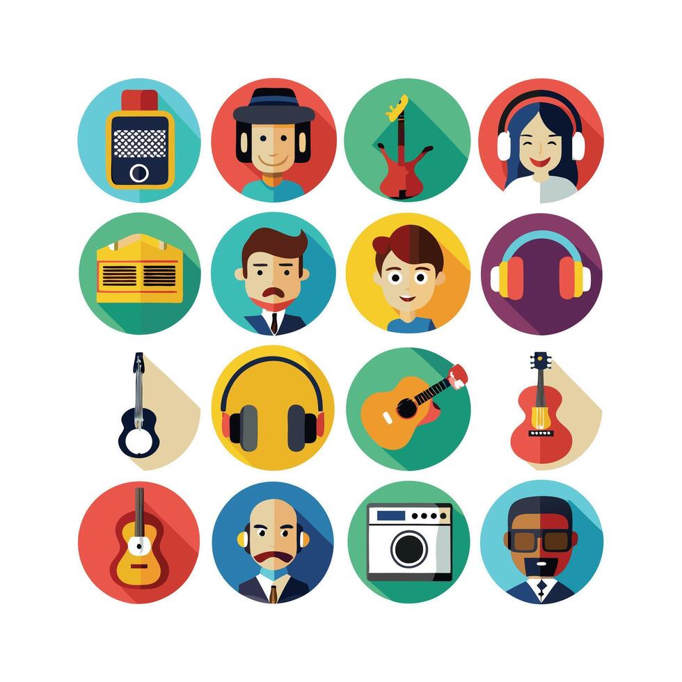 Music and Entertainment Icon Set Collection Illustration vector