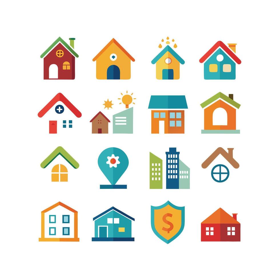 Home and Real Estate Icon Set Collection Illustration vector