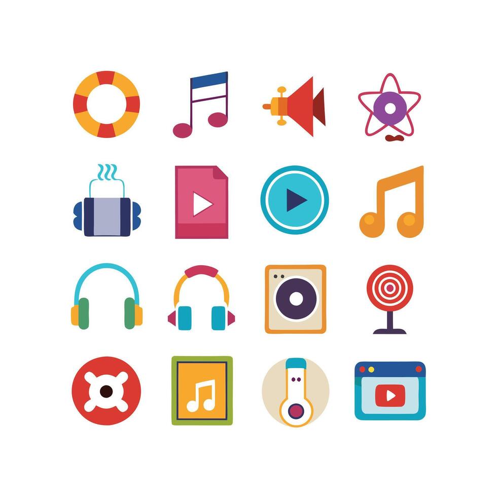 Music and Entertainment Icon Set Collection Illustration vector