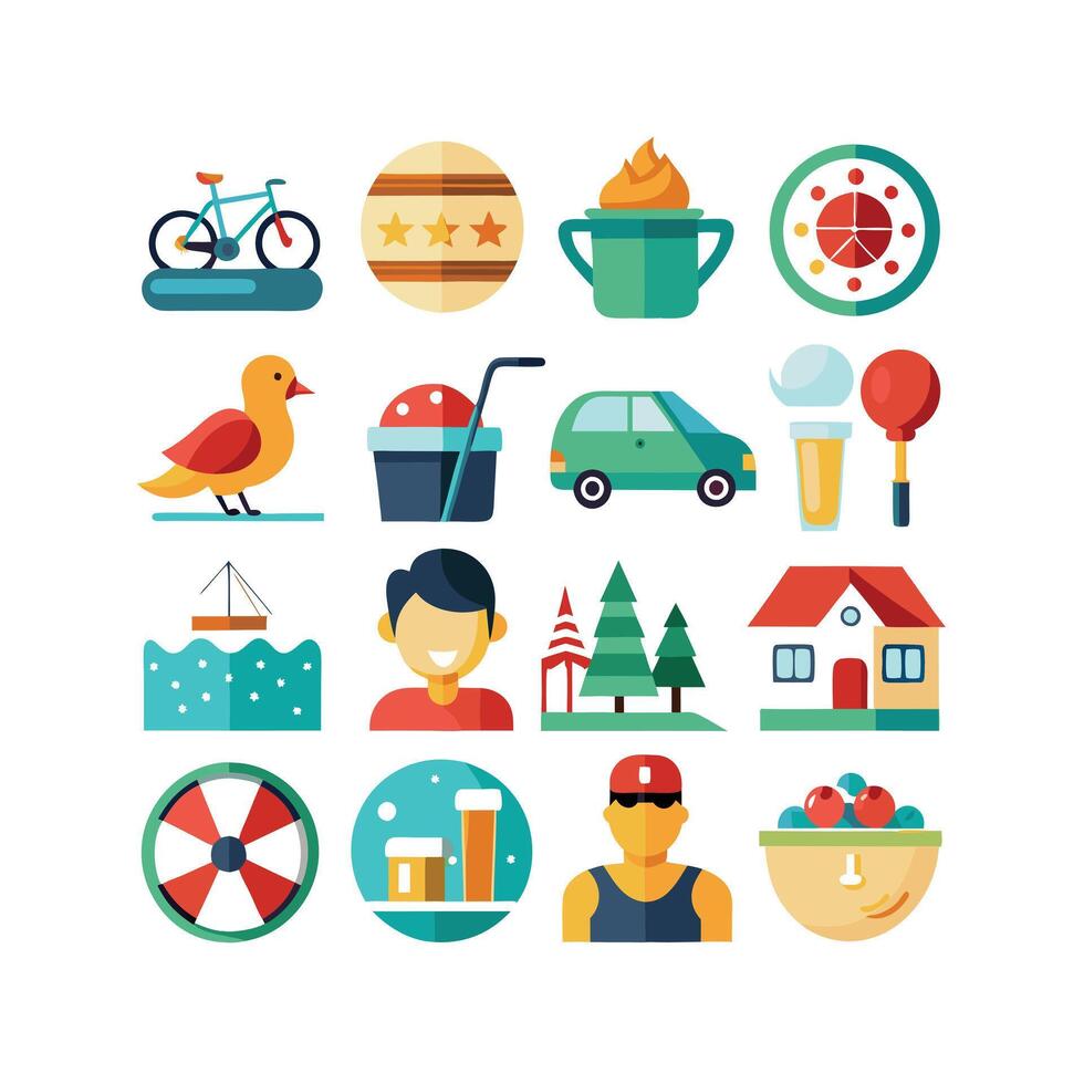 Lifestyle and Leisure Icon Set Collection Illustration vector