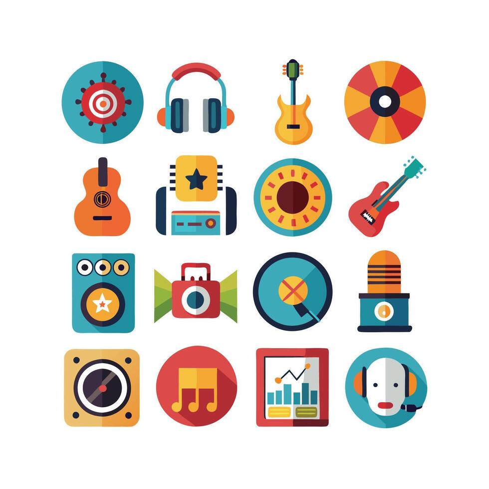 Music and Entertainment Icon Set Collection Illustration vector