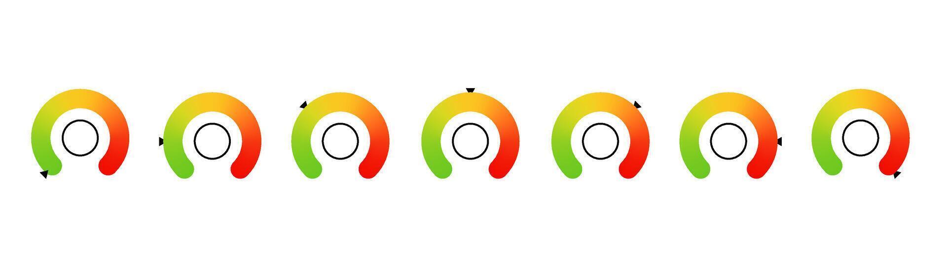 Collection of Color Speedometer Icons. Flat Design Illustrations. vector