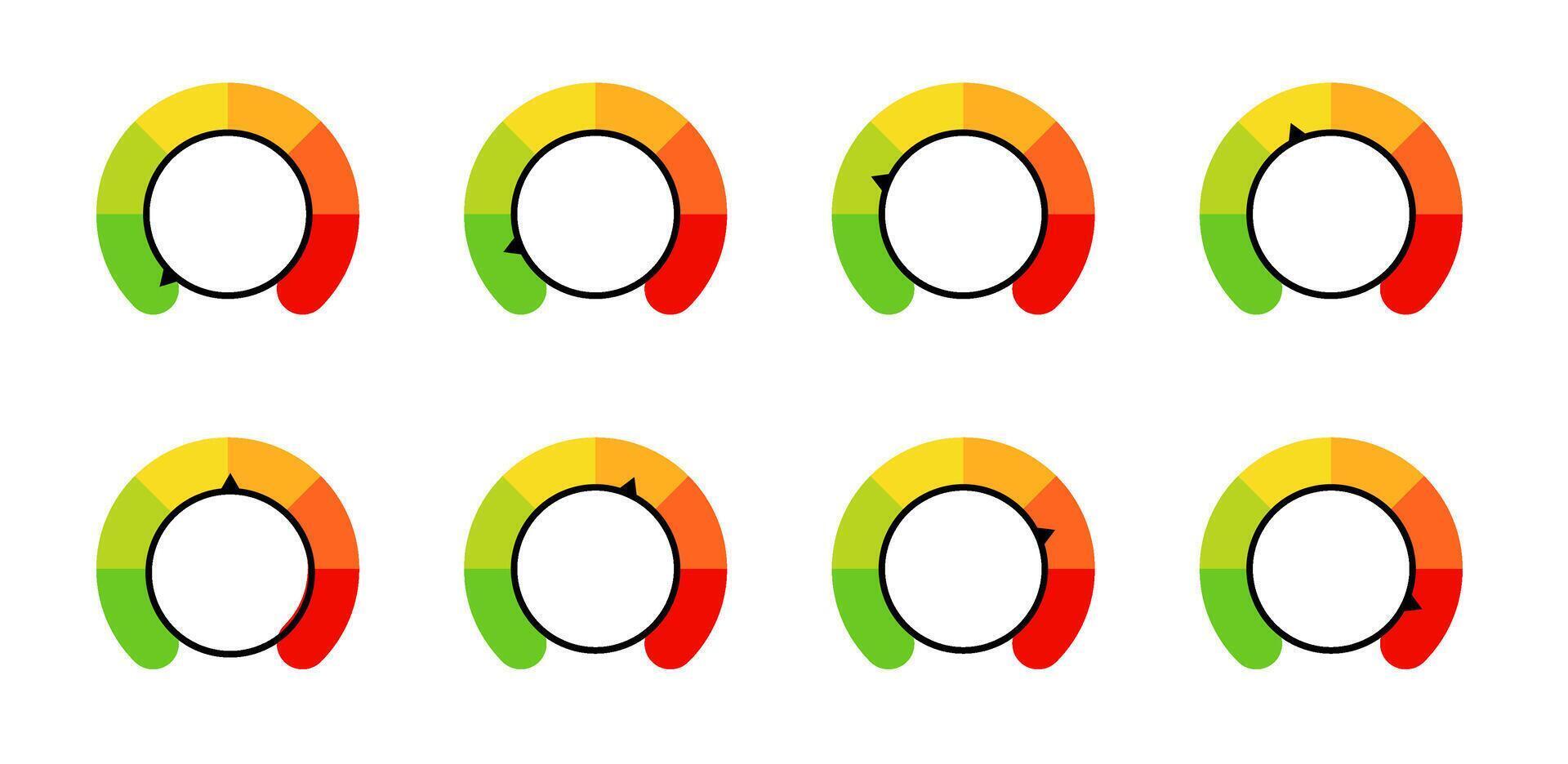 Dial Gauges. Barometer Mood Template from Negative to Positive. vector