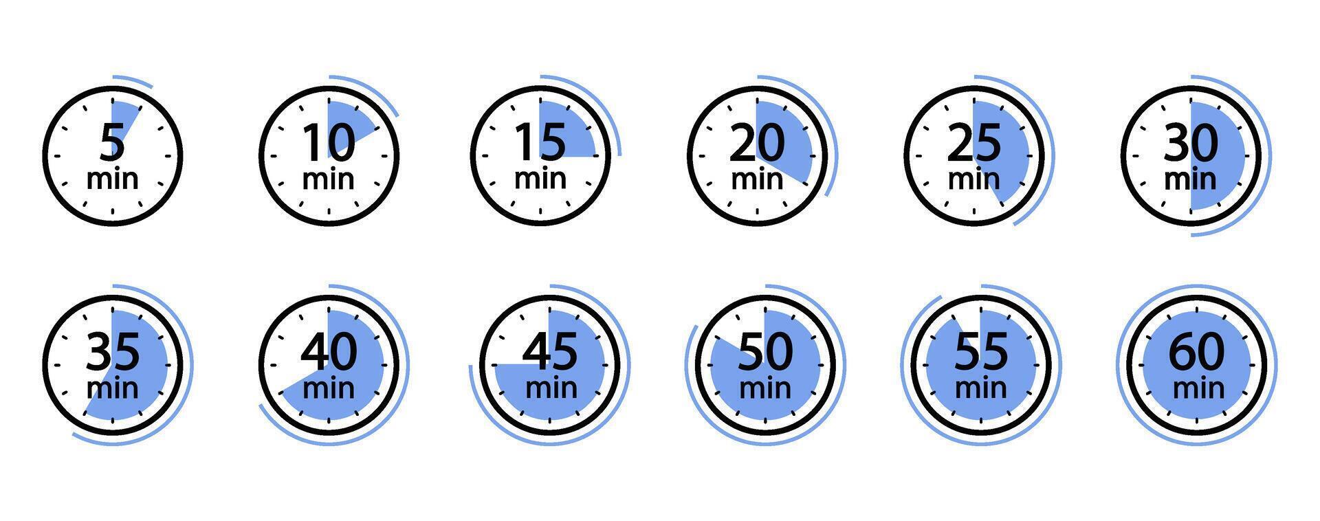 Cooking time . Countdown Timer Symbol Set vector
