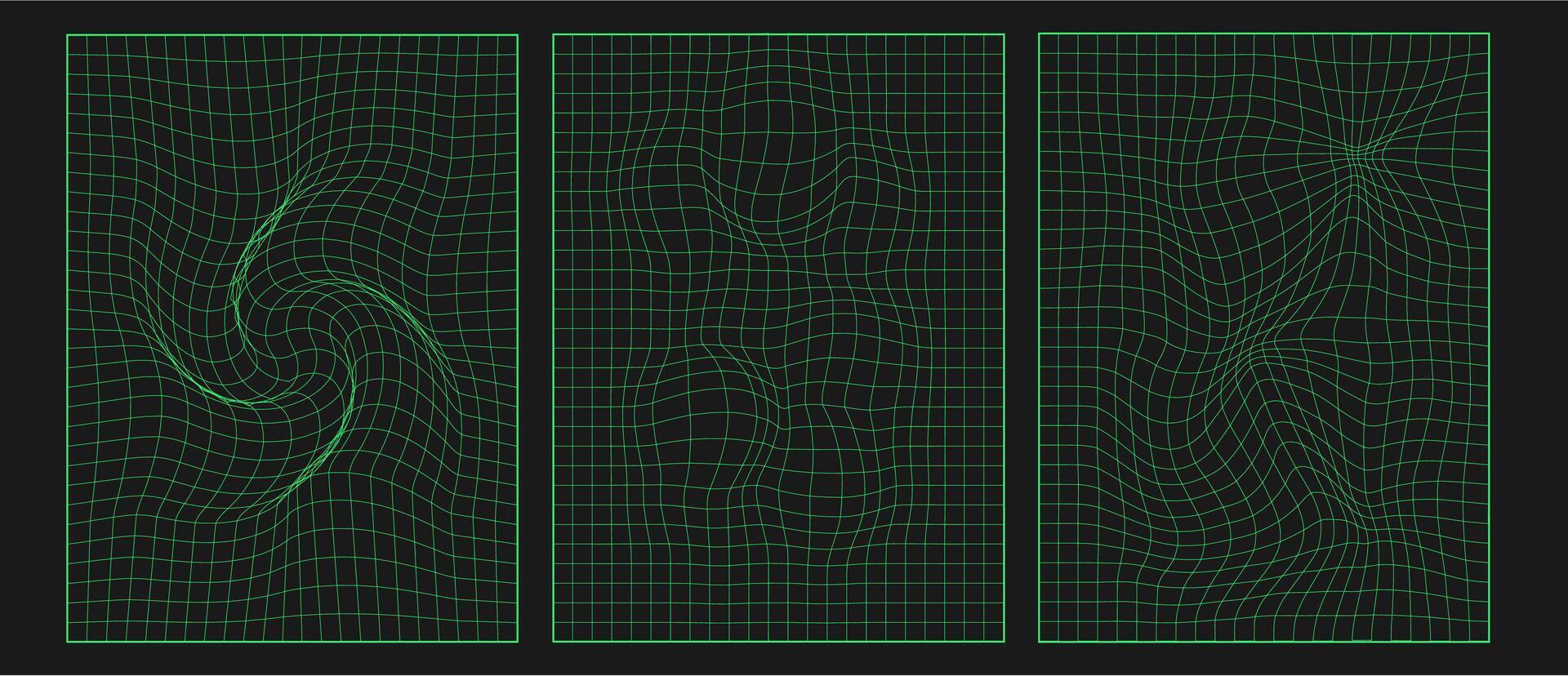 Neon green Geometry. Abstract 3D Wireframe Grid Background vector