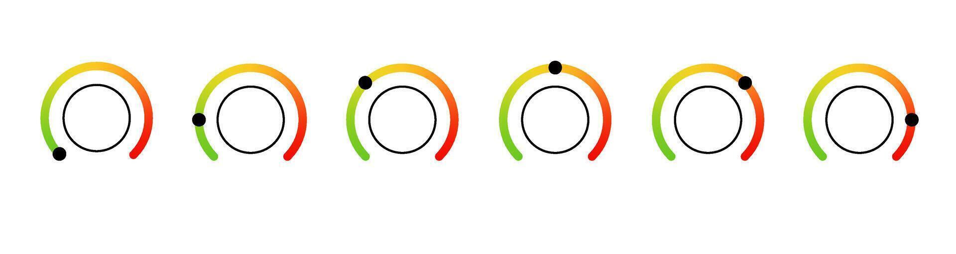 Scale meter level, barometer mood template. dial gauges, speedometers. Infographic, indicator of pain, stress, negative to satisfaction, positive, happy vector