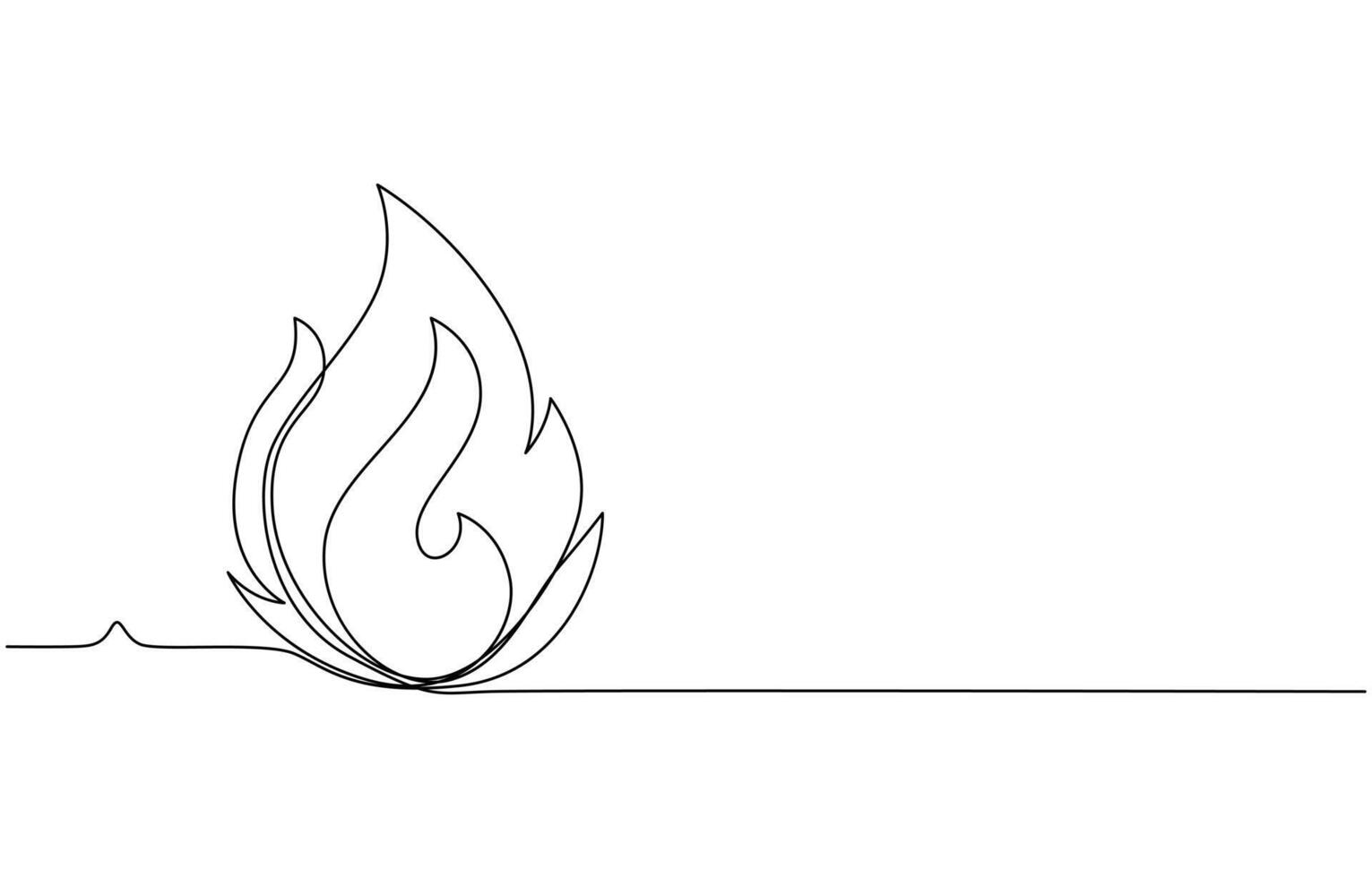 Continuous line drawing of fire Flame linear icon illustration, vector