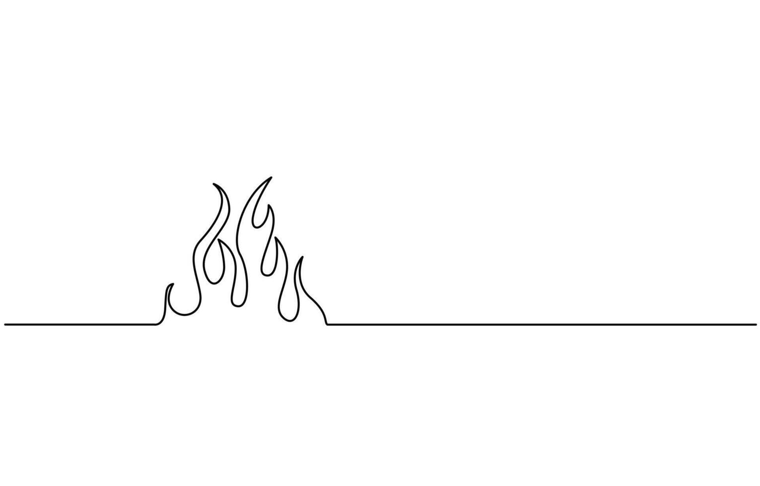 Continuous line drawing of fire Flame linear icon illustration, vector