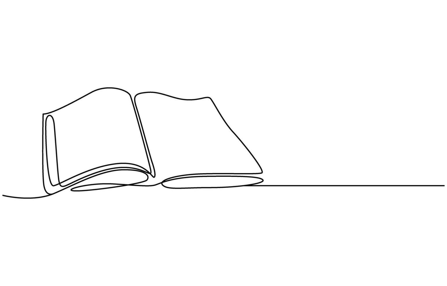 Continuous line drawing of book opening illustration, Continuous one-line drawing of book opening graphic illustration. vector