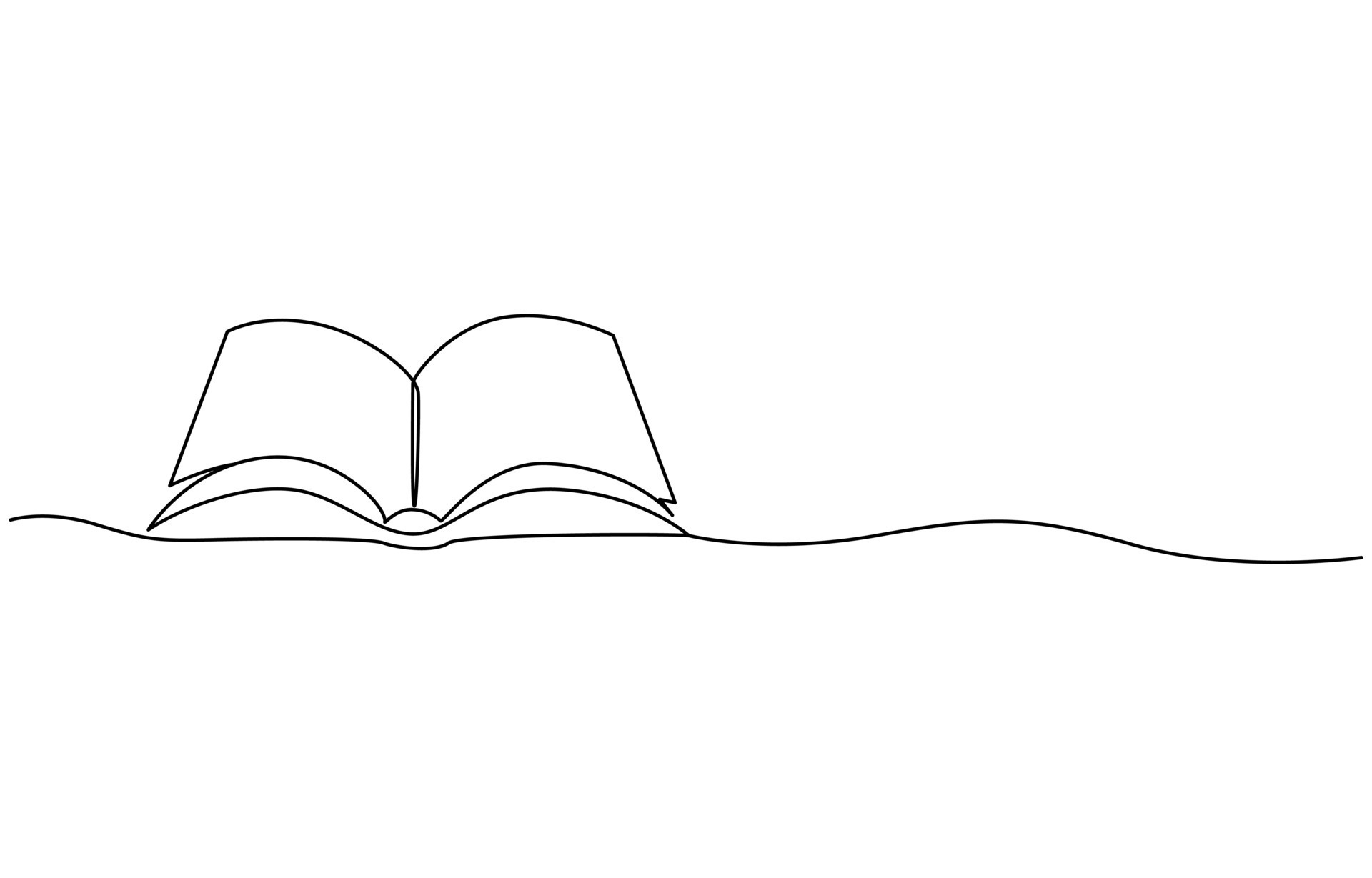 Continuous line drawing of book opening illustration, Continuous one
