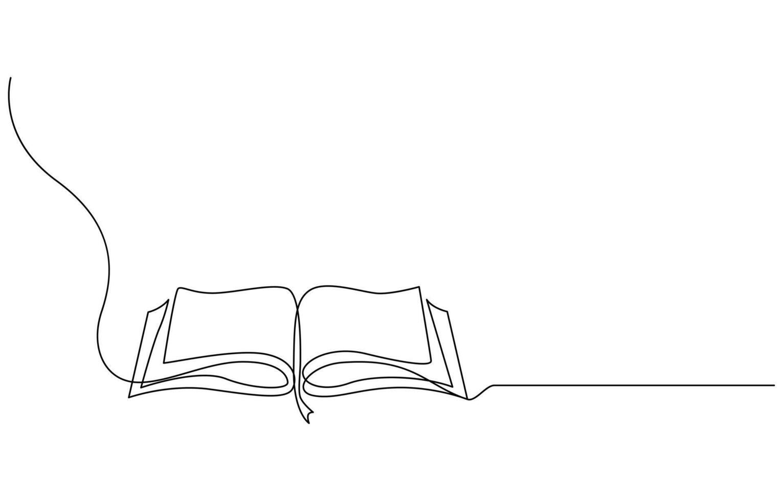 Continuous line drawing of book opening illustration, Continuous one-line drawing of book opening graphic illustration. vector