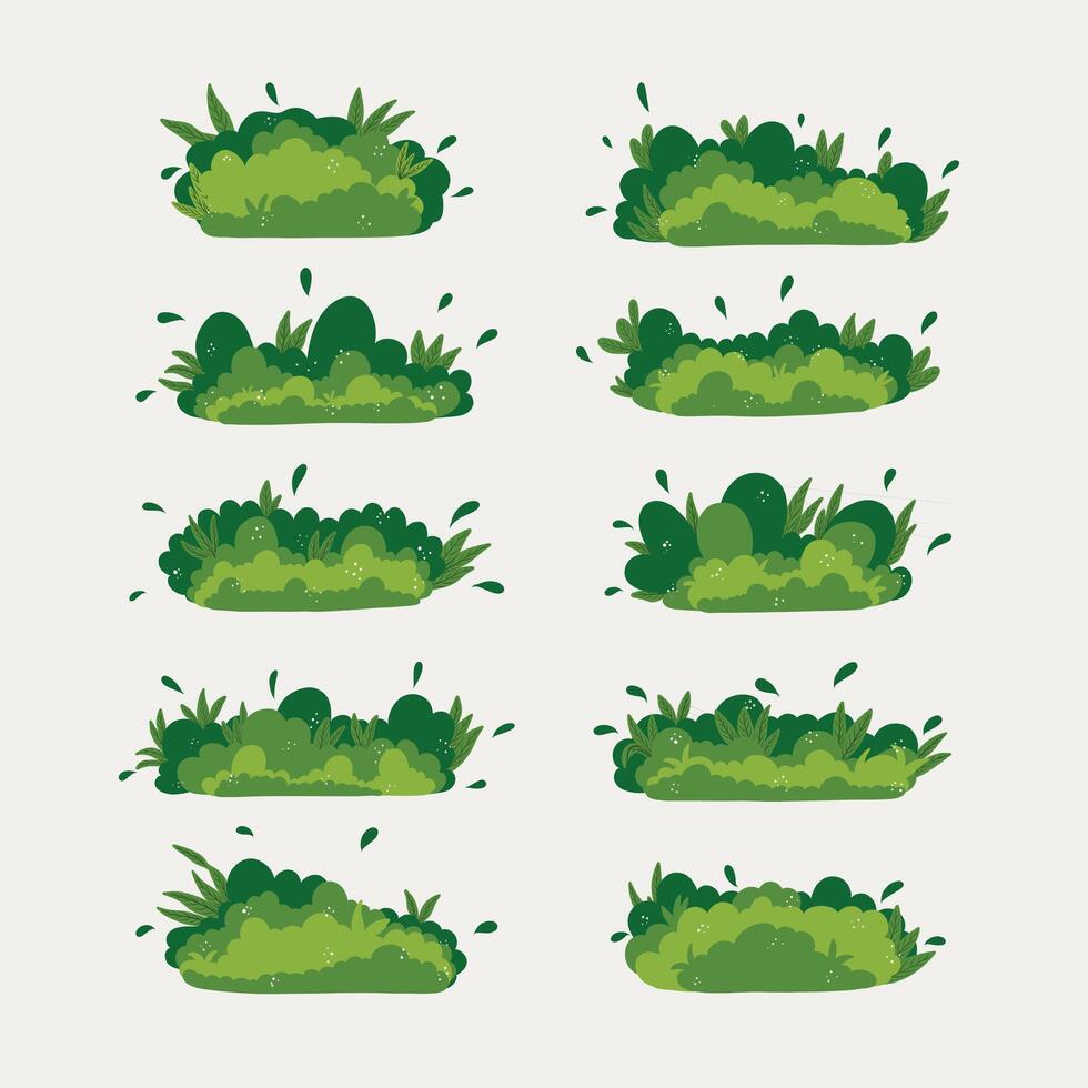 Green Bushes in Various Shapes vector