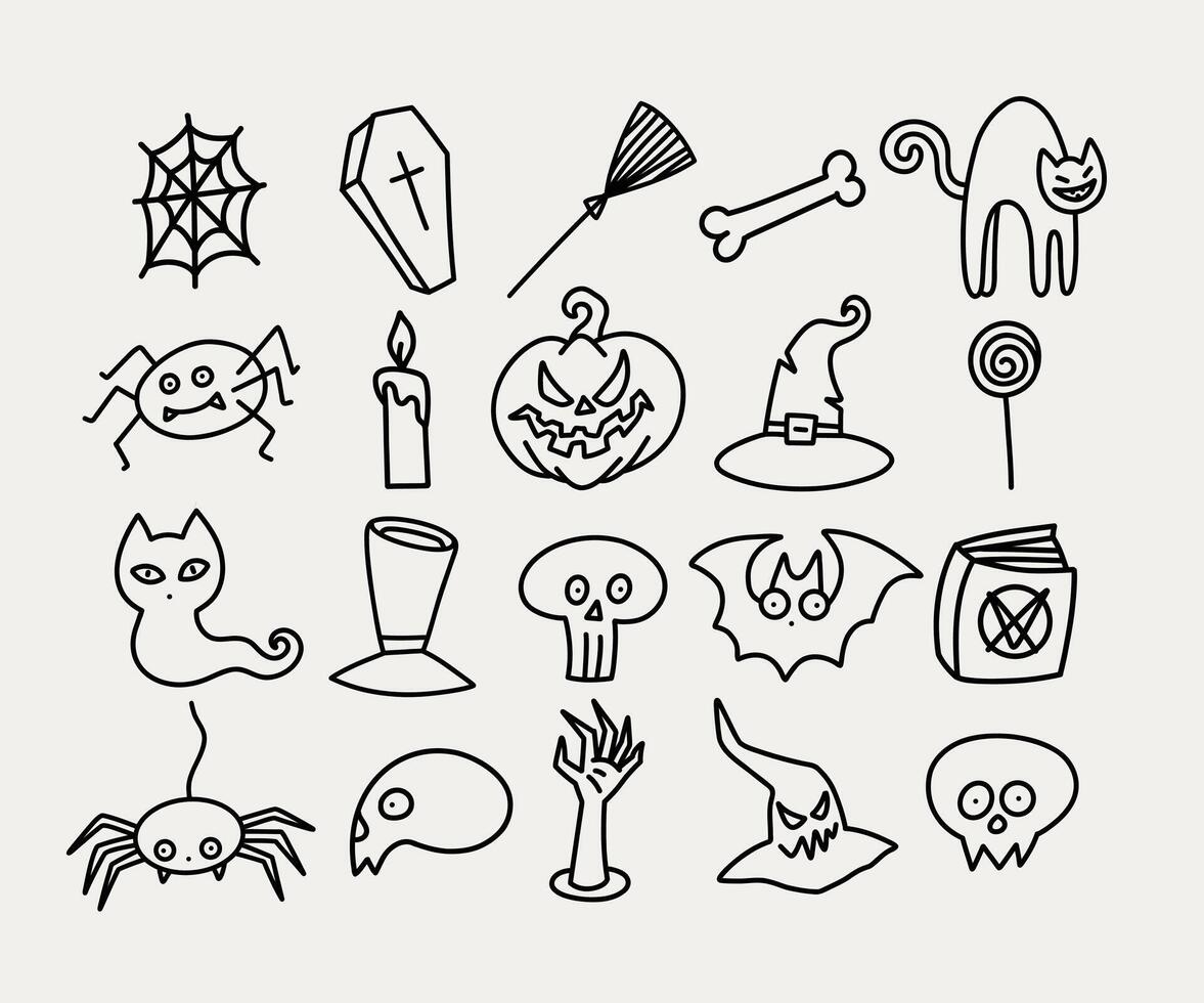 Simple Halloween Doodle Icons vector
