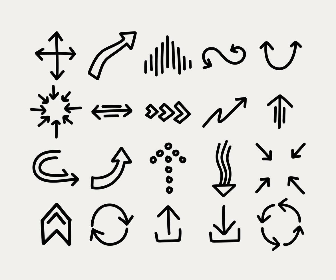 Hand-Drawn Doodle Arrows Set vector
