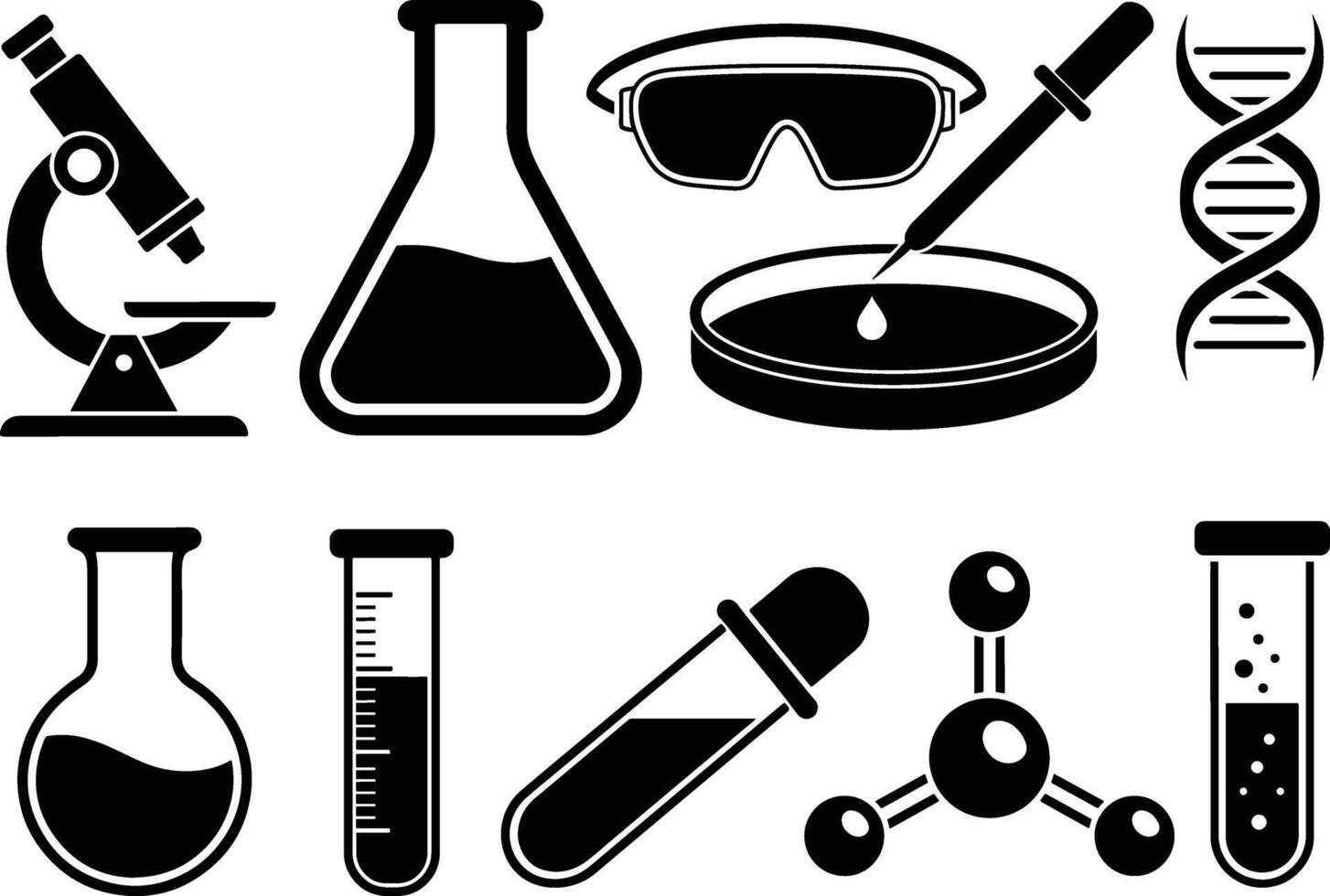 Set of medical silhouette collection on white background vector