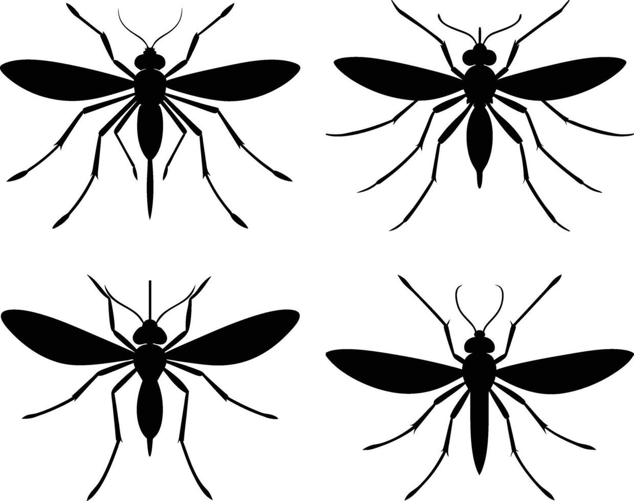 mosquito silhouette collection on white background vector