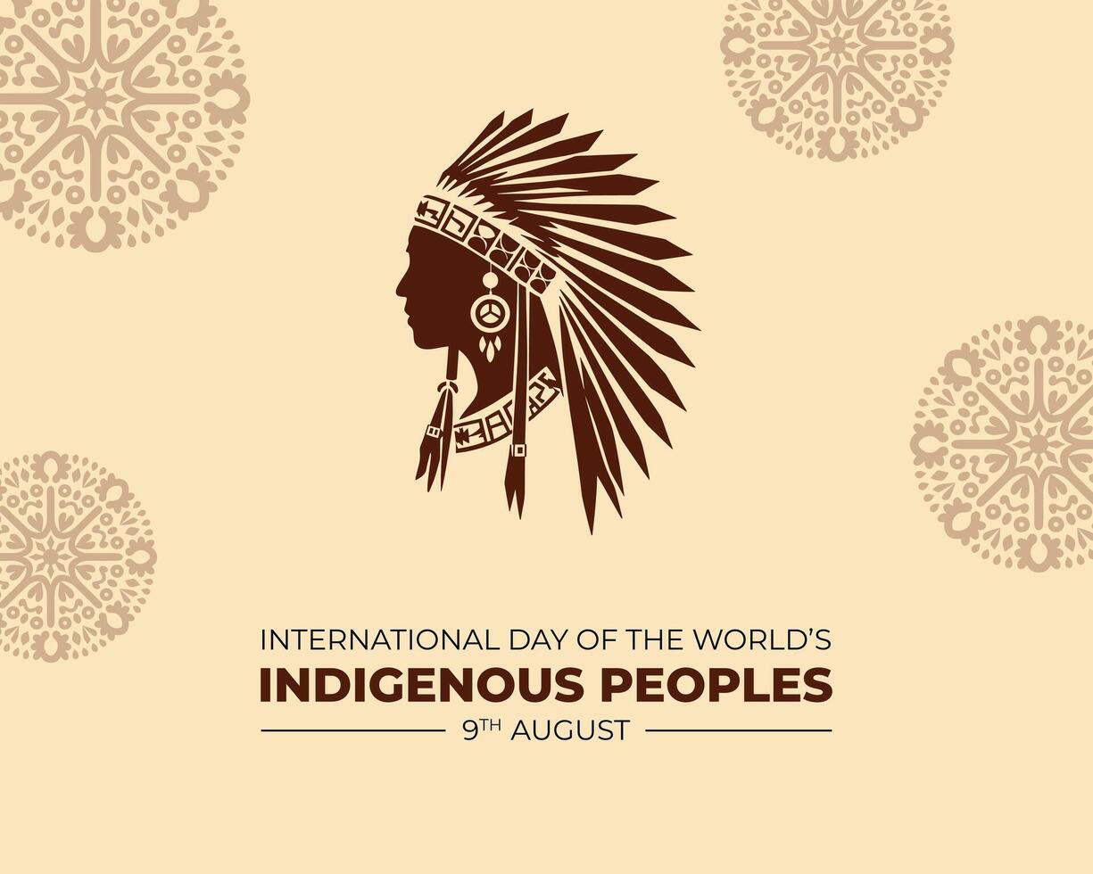 International Day of the World's Indigenous Peoples. 9 August. Holiday concept . Template for background with banner, poster and card. flat illustration. Flat Design. vector