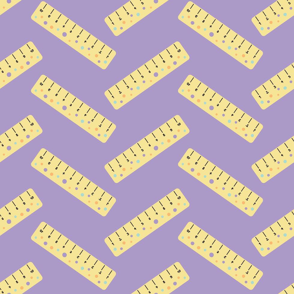ruler seamless pattern, back to school element, school stationery design vector