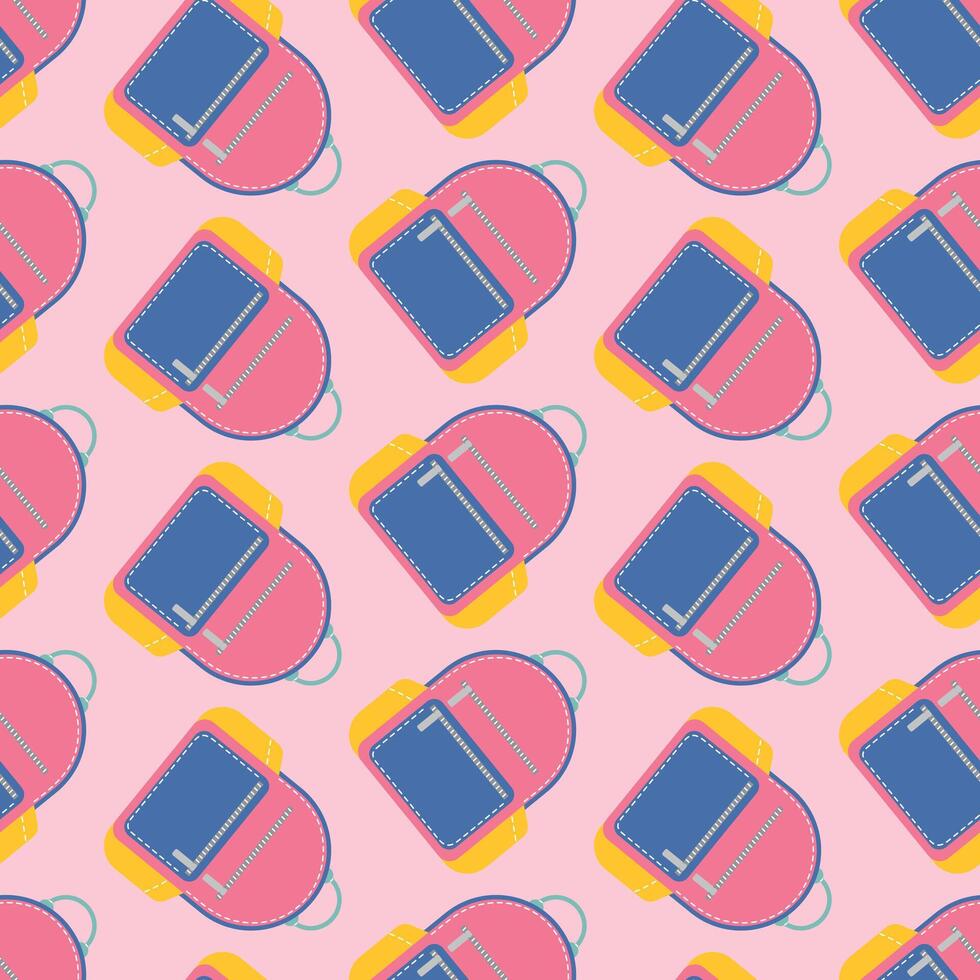 backpack seamless pattern, back to school element, school stationery design vector
