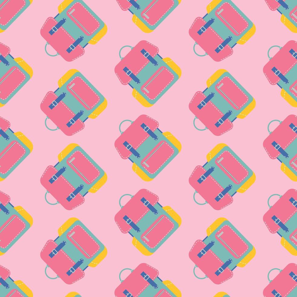 backpack seamless pattern, back to school element, school stationery design vector