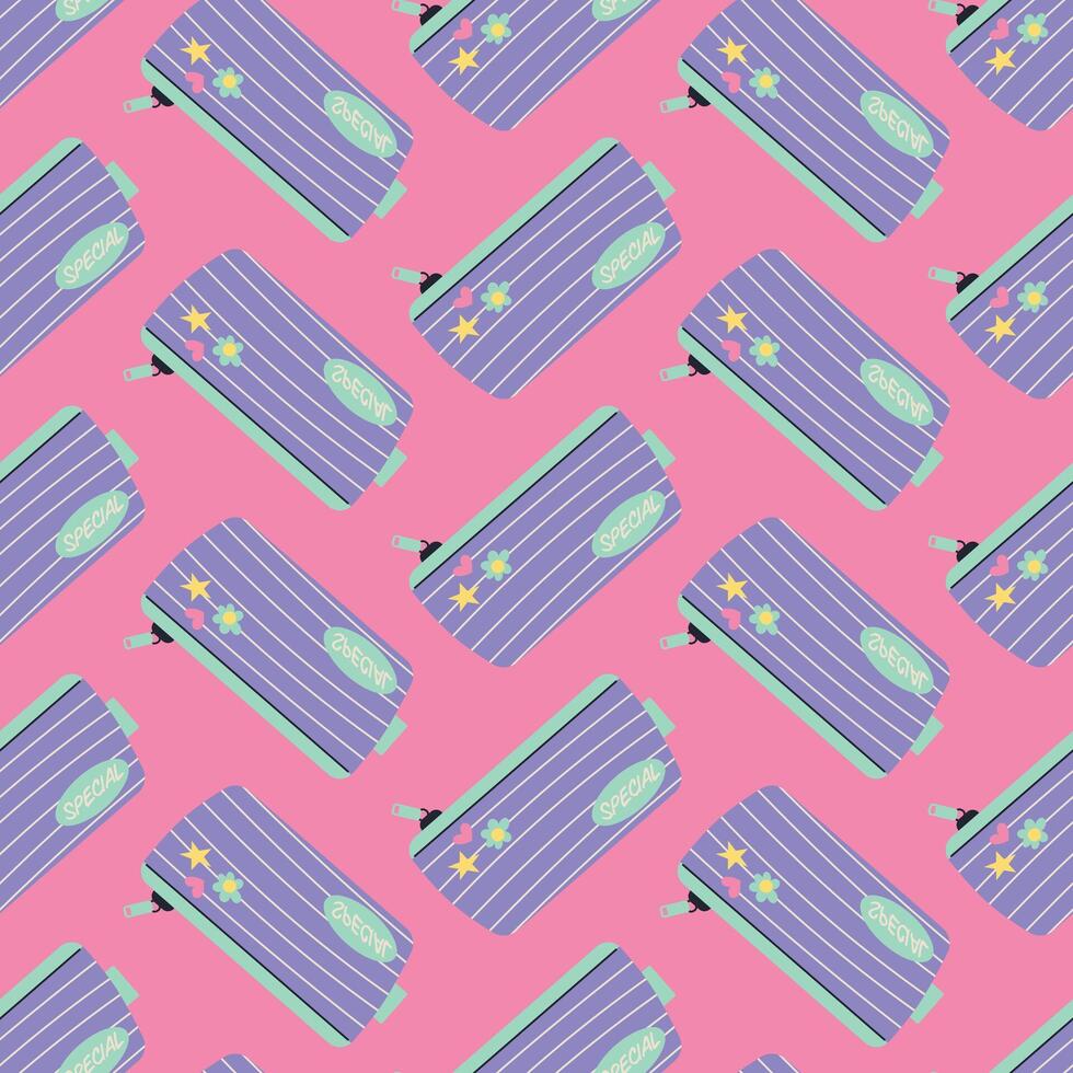 pencil case seamless pattern, back to school elements, Flat design style illustration vector