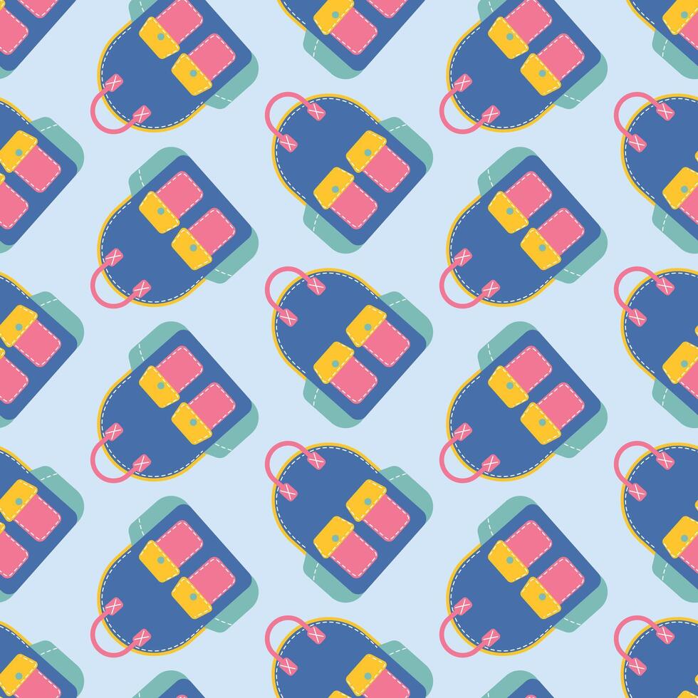 backpack seamless pattern, back to school element, school stationery design vector