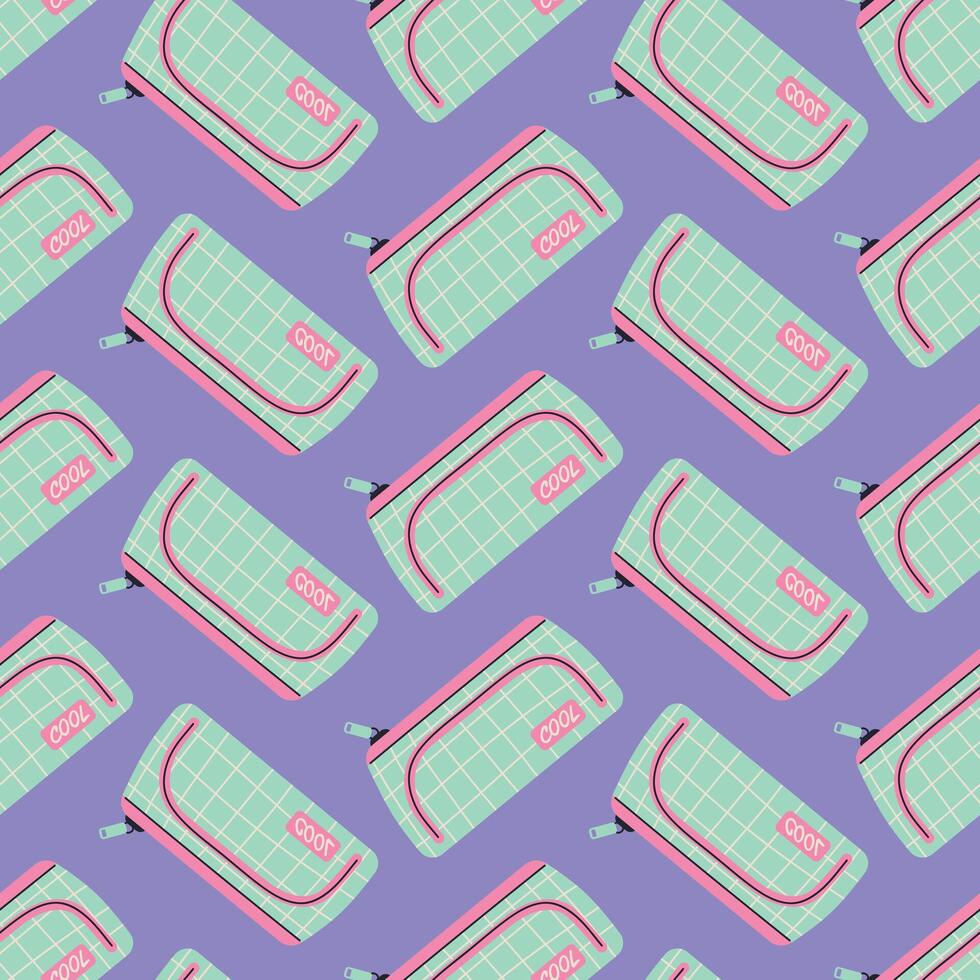pencil case seamless pattern, back to school elements, Flat design style illustration vector