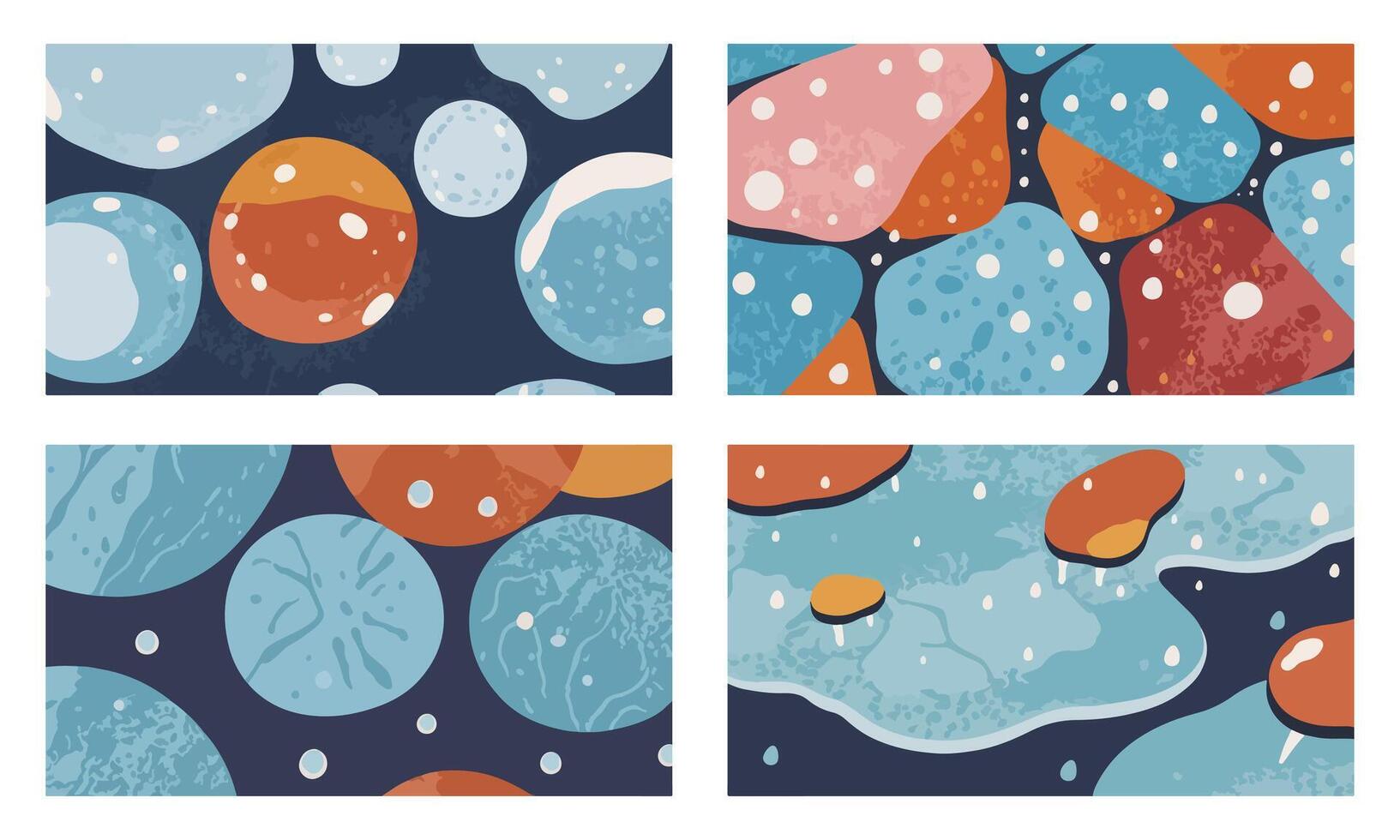 Set of Ice Cubes Melting with Steam and Water Splashes, Colorful and Dynamic vector