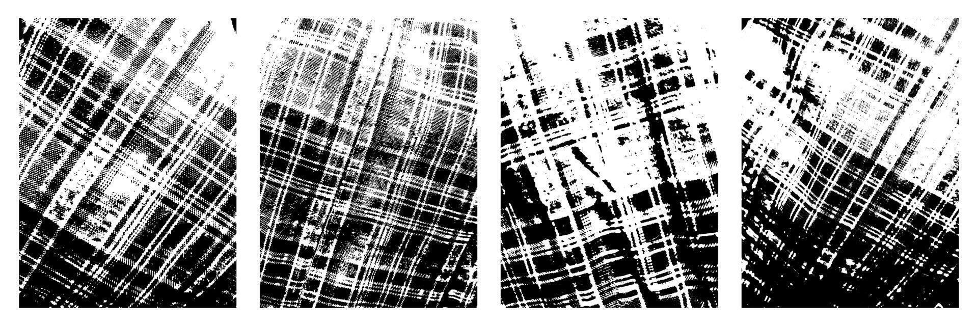 Set of Abstract Black and White Checkered Texture vector