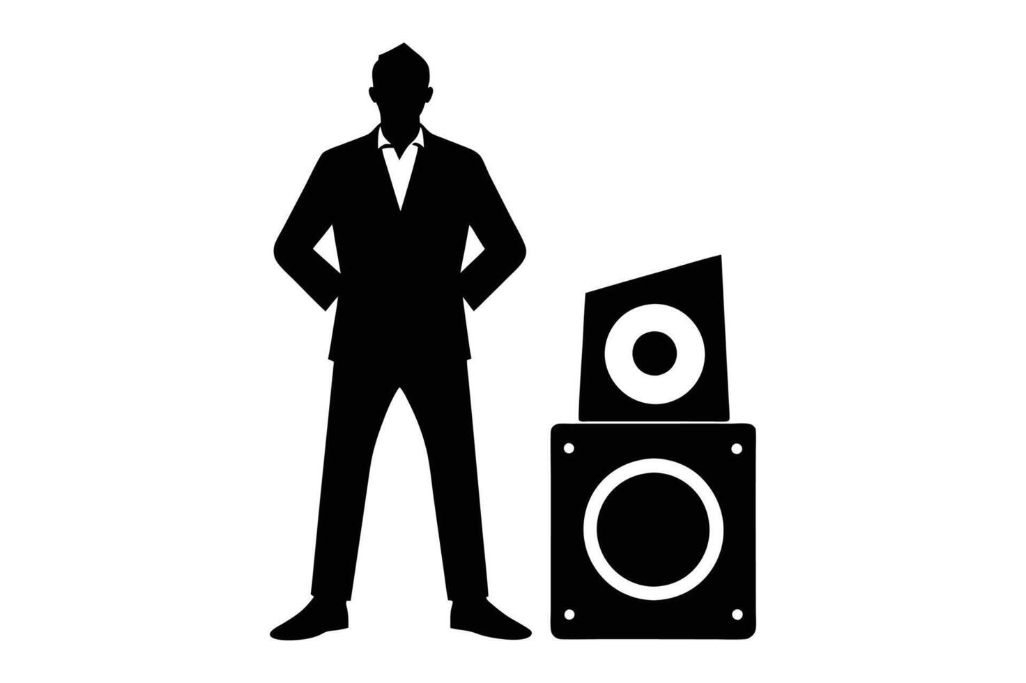 Speaker standing silhouette vector