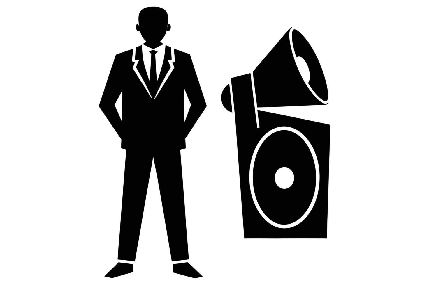 Speaker standing silhouette vector