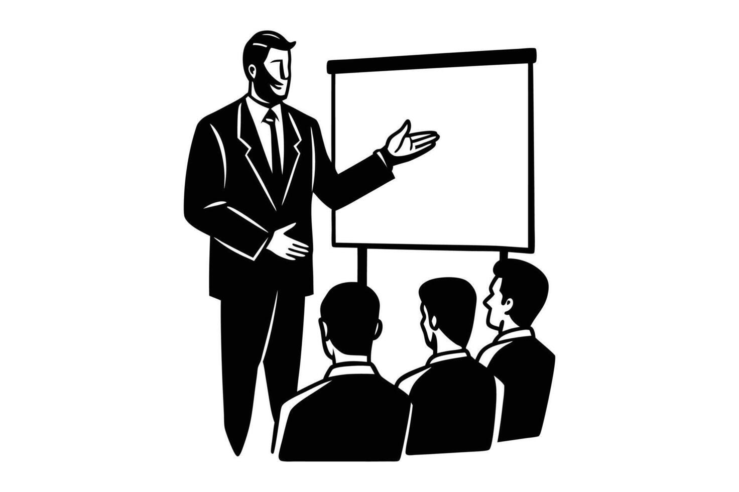 Business man making presentation vector