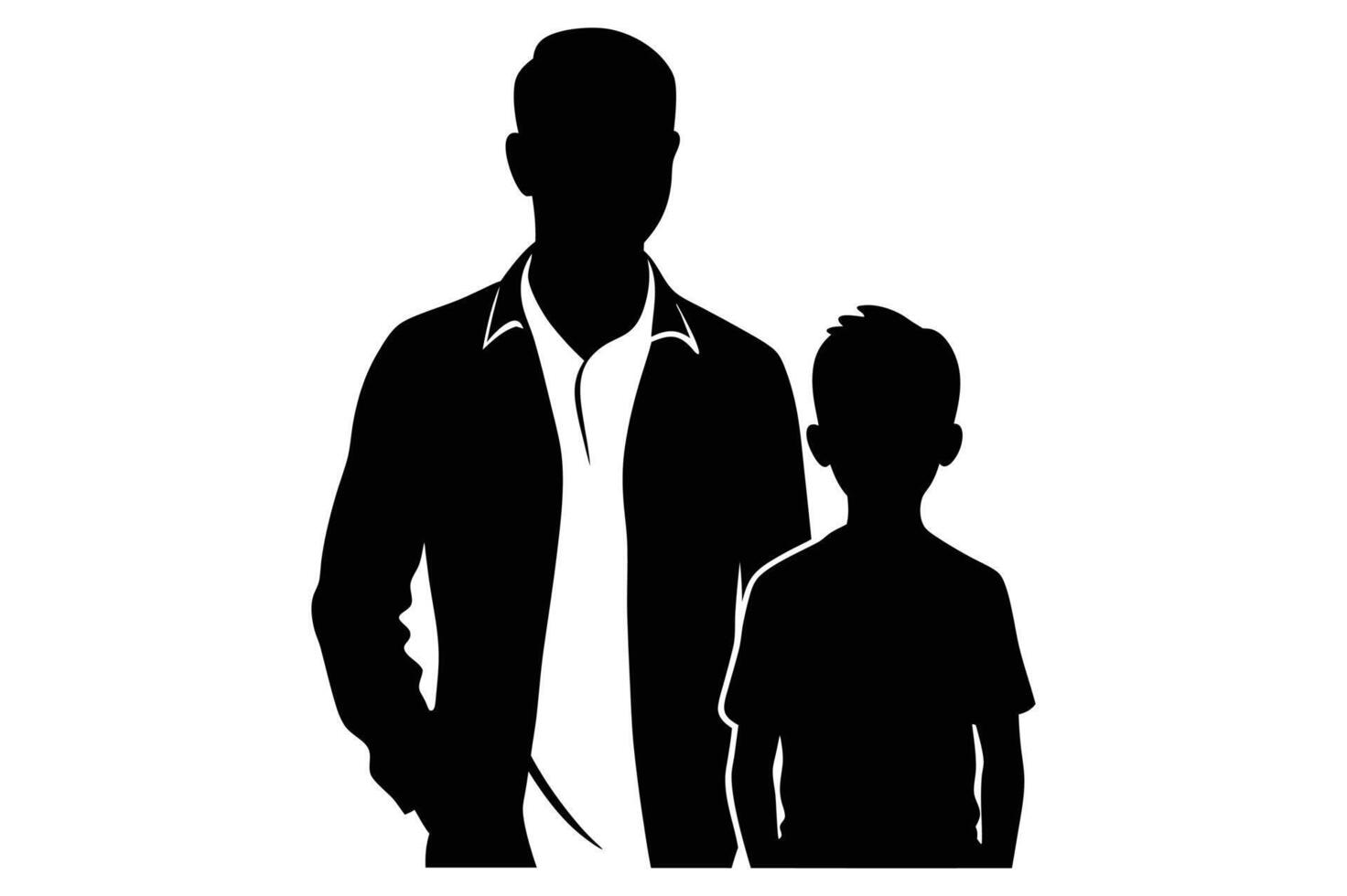 father and son silhouette vector