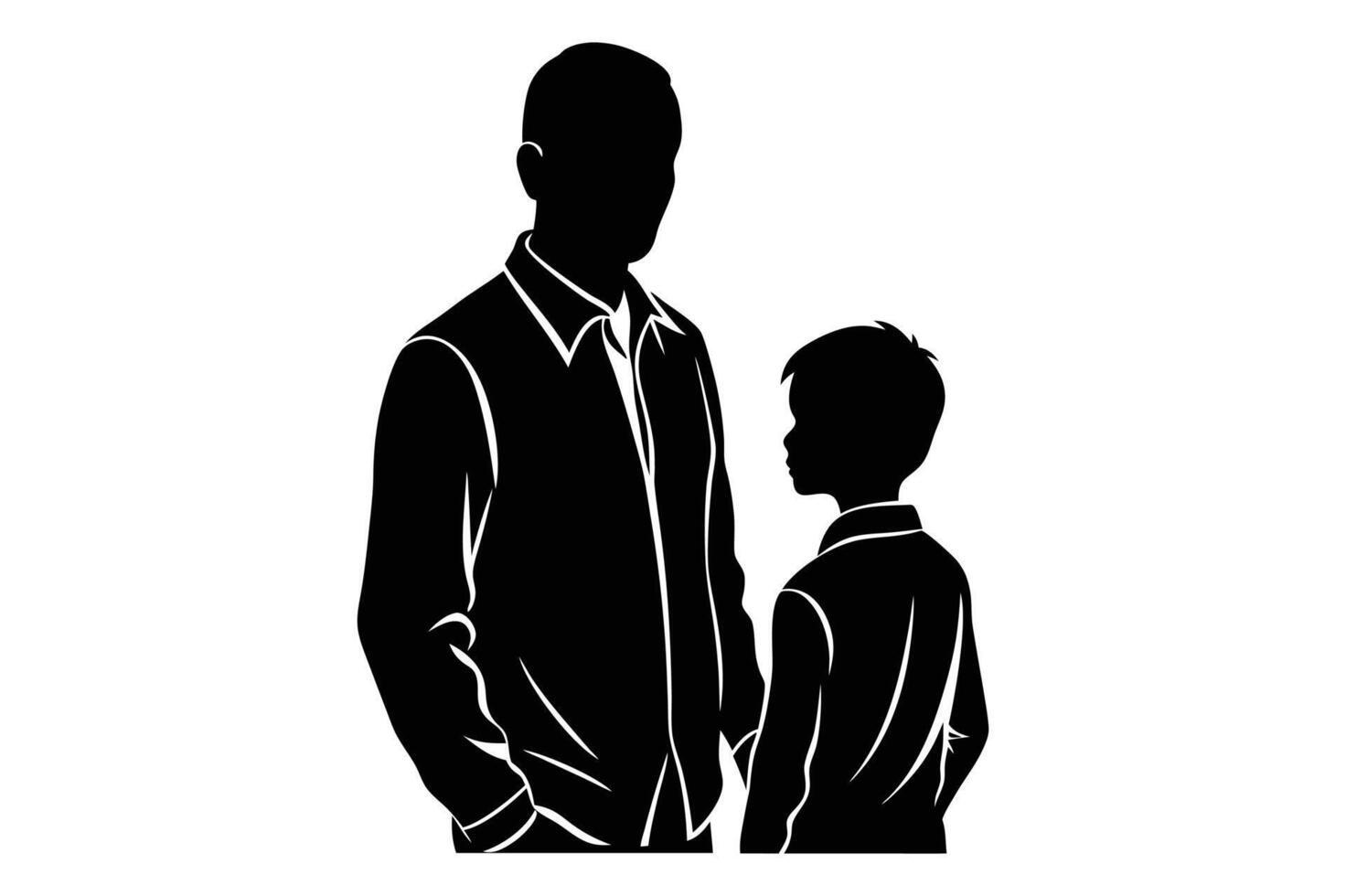 father and son silhouette vector